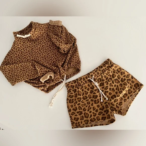 ALTERNATIVE APPAREL MINI LEOPARD ECO FLEECE FUNNEL NECK DRAWSTRING SWEATSHIRT S - Picture 10 of 10